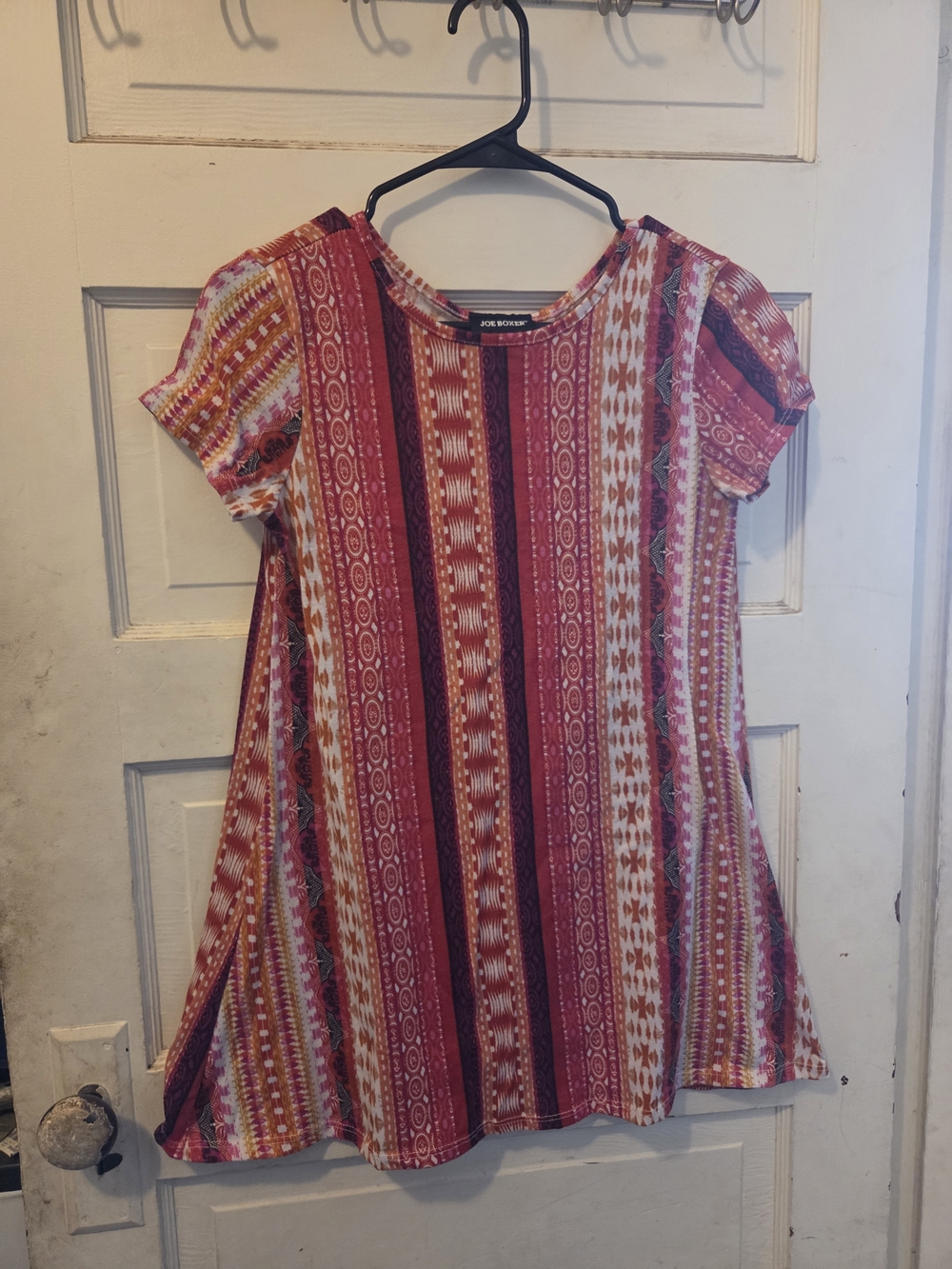 Joe Boxer Red Pink Orange Patterned Short Sleeve Top